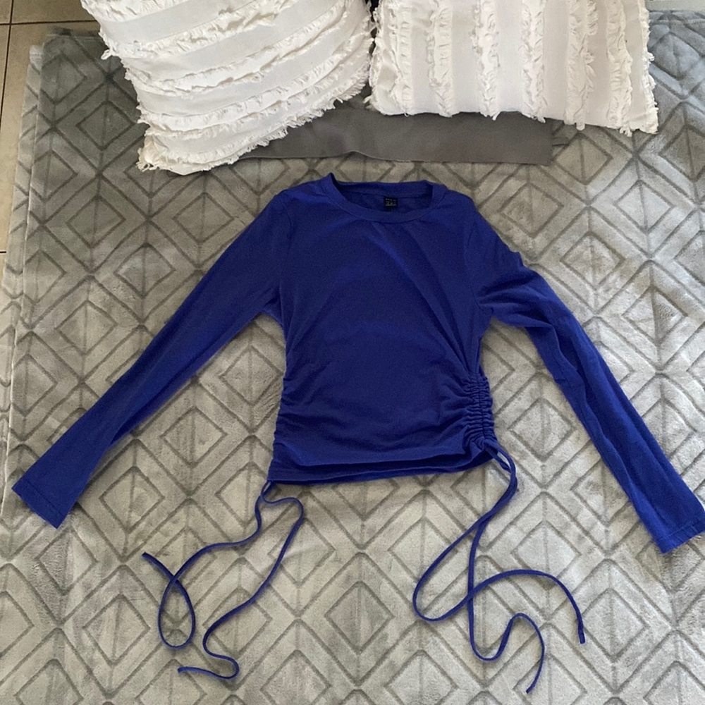 Scrunched Tie Navy Blue Top